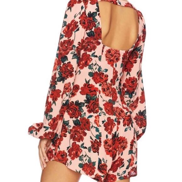 Beach Riot Sailor All Over Floral Rose Print Long Sleeve Button Romper Small - Picture 4 of 7